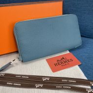 Hermes Azap Wallet Togo Leather Palladium Hardware In Sky Blue