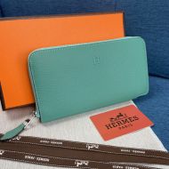 Hermes Azap Wallet Togo Leather Palladium Hardware In Teal