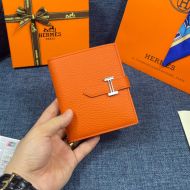 Hermes Bearn Compact Wallet Togo Leather Palladium Hardware In Orange