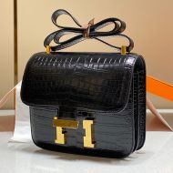 Hermes Constance Bag Alligator Leather Gold Hardware In Black