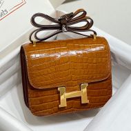 Hermes Constance Bag Alligator Leather Gold Hardware In Brown