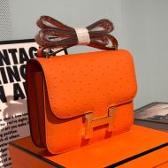 Hermes Constance Bag Ostrich Leather Gold Hardware In Orange