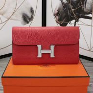 Hermes Constance Wallet Epsom Leather Palladium Hardware In Red