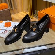 Hermes Dauphine 70 Loafers Women Calfskin In Black