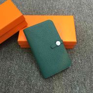 Hermes Dogon Duo Wallet Togo Leather Palladium Hardware In Green