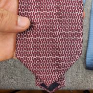 Hermes Double Baucher Tie In Burgundy