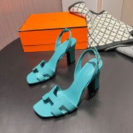 Hermes Eternite 95 Slingback Sandals Women Grained Calfskin In Blue