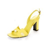 Hermes Eternite 95 Slingback Sandals Women Grained Calfskin In Lemon