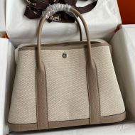 Hermes Garden Party Bag Canvas Palladium Hardware In Grey