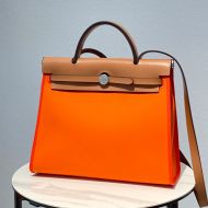 Hermes Herbag Bag Canvas Palladium Hardware In Orange