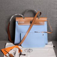 Hermes Herbag Bag Canvas Palladium Hardware In Sky Blue