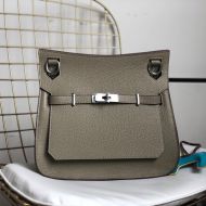 Hermes Jypsiere Bag Clemence Leather Palladium Hardware In Khaki