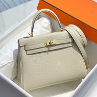 Hermes Kelly Bag Togo Leather Gold Hardware In White