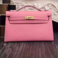 Hermes Kelly Mini Pochette Bag Epsom Leather Gold Hardware In Cherry