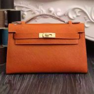 Hermes Kelly Mini Pochette Bag Epsom Leather Gold Hardware In Orange