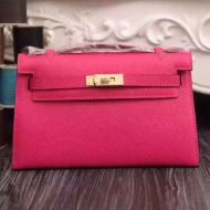 Hermes Kelly Mini Pochette Bag Epsom Leather Gold Hardware In Pink