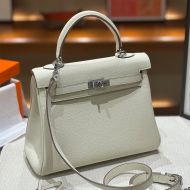 Hermes Kelly Bag Togo Leather Palladium Hardware In White