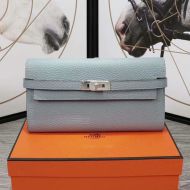 Hermes Kelly Wallet Epsom Leather Palladium Hardware In Sky Blue