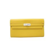 Hermes Kelly Wallet Epsom Leather Palladium Hardware In Yellow