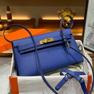 Hermes Kelly Elan Bag Chevre Leather Gold Hardware In Blue