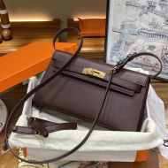 Hermes Kelly Elan Bag Chevre Leather Gold Hardware In Burgundy