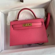 Hermes Kelly II Mini Bag Epsom Leather Gold Hardware In Rose