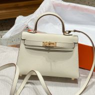 Hermes Kelly II Mini Bag Epsom Leather Gold Hardware In White