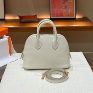 Hermes Mini Bolide Bag Chevre Leather Gold Hardware In White