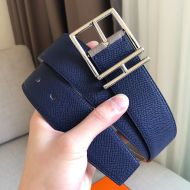 Hermes Nathan 40 Belt Togo Leather In Navy Blue/Grey