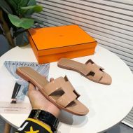 Hermes Oran Slides Women Nappa Leather In Nude