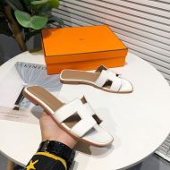 Hermes Oran Slides Women Nappa Leather In White