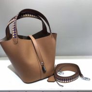 Hermes Picotin Lock Bag Tressage Epsom Leather Palladium Hardware In Brown