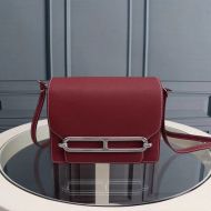 Hermes Roulis Bag Epsom Leather Palladium Hardware In Burgundy