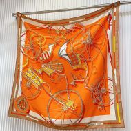 Hermes Voitures En Equilibre Scarf 90 In Orange