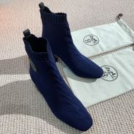 Hermes Volver 60 Ankle Boots Women Knit In Blue