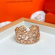 Hermes Wide Chaine D'ancre Enchainee Cuff Bracelet Rose Gold