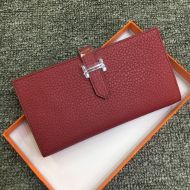 Hermes Bearn Wallet Togo Leather Palladium Hardware In Burgundy