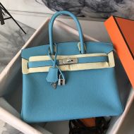 Hermes Birkin Bag Togo Leather Palladium Hardware In Teal