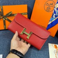 Hermes Constance Wallet Epsom Leather Gold Hardware In Red