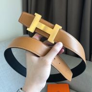 Hermes Constance Buckle 38MM Reversible Belt Smooth Leather In Brown/Gold