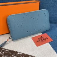 Hermes Evelyne Wallet Togo Leather Palladium Hardware In Sky Blue