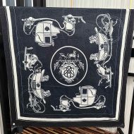 Hermes Ex-Libris Fringed Scarf In Black