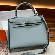 Hermes Kelly Bag Epsom Leather Palladium Hardware In Sky Blue