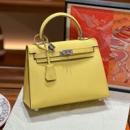 Hermes Kelly Bag Epsom Leather Palladium Hardware In Yellow