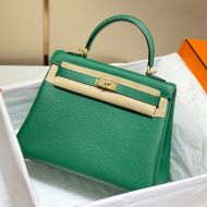 Hermes Kelly Bag Togo Leather Gold Hardware In Green