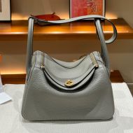 Hermes Lindy Bag Clemence Leather Gold Hardware In Khaki