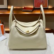 Hermes Lindy Bag Clemence Leather Gold Hardware In Teal