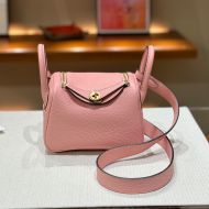 Hermes Mini Lindy Bag Togo Leather Gold Hardware In Cherry