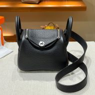 Hermes Mini Lindy Bag Togo Leather Palladium Hardware In Black