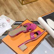 Hermes Oasis Slides Women Alligator Leather In Rose